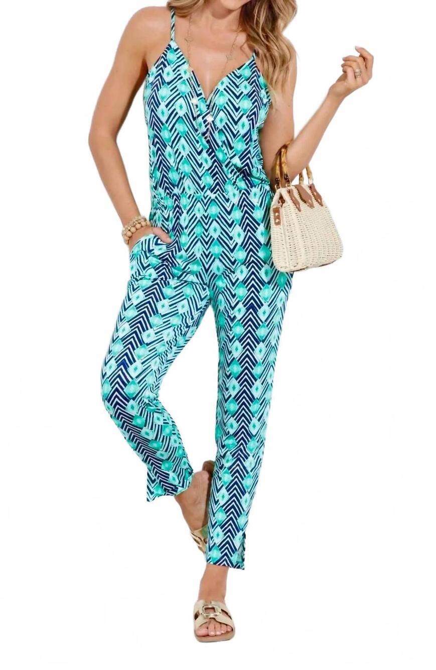 NEW VERONICA M barbados tank jumpsuit in blue